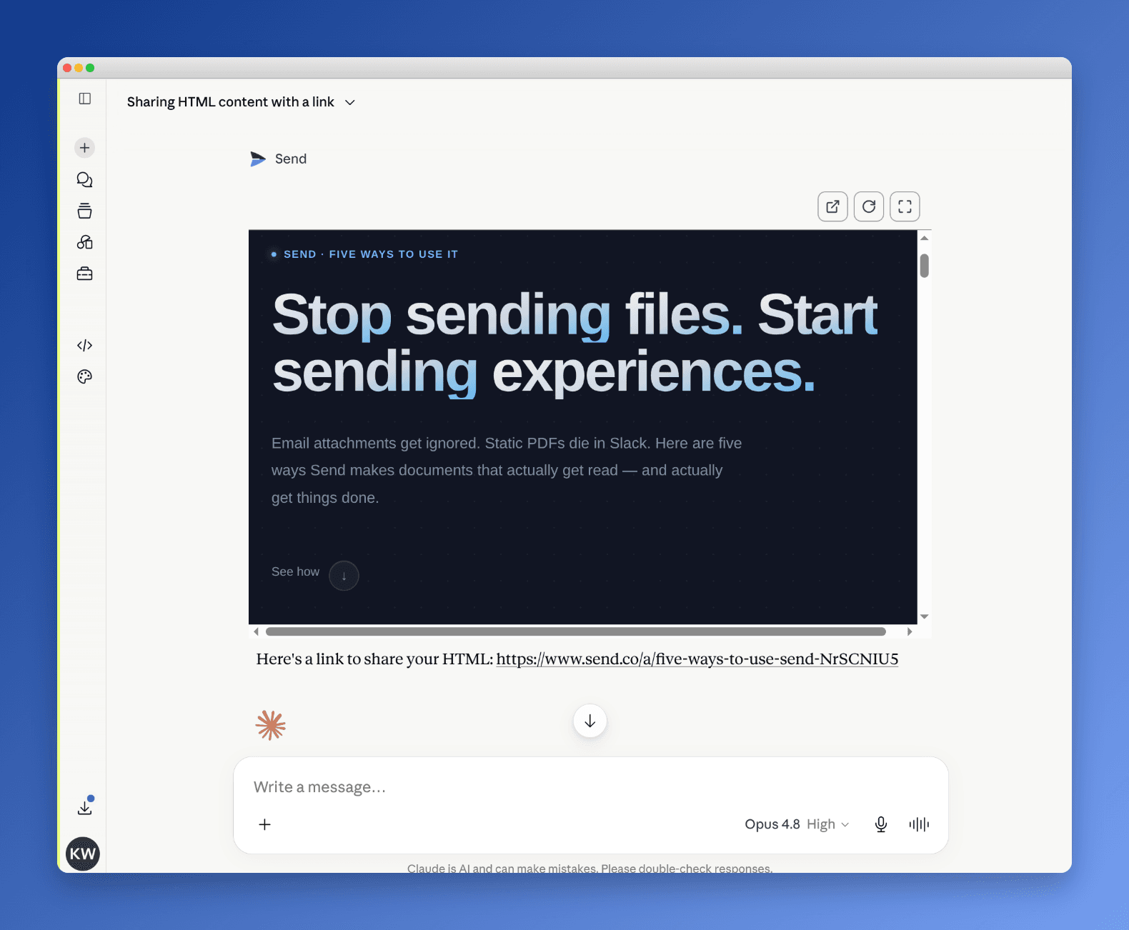 How to Send HTML from Claude
