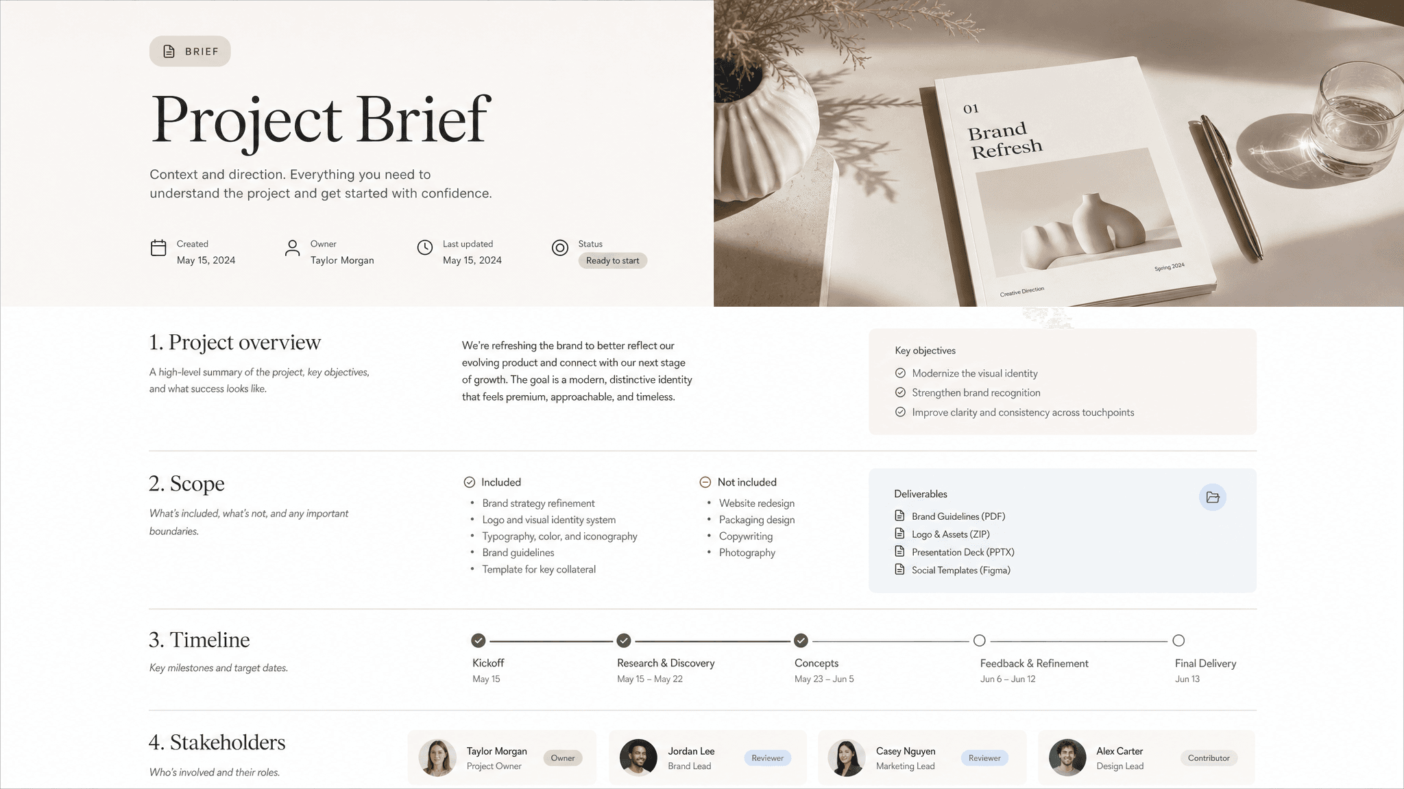 Brief template preview