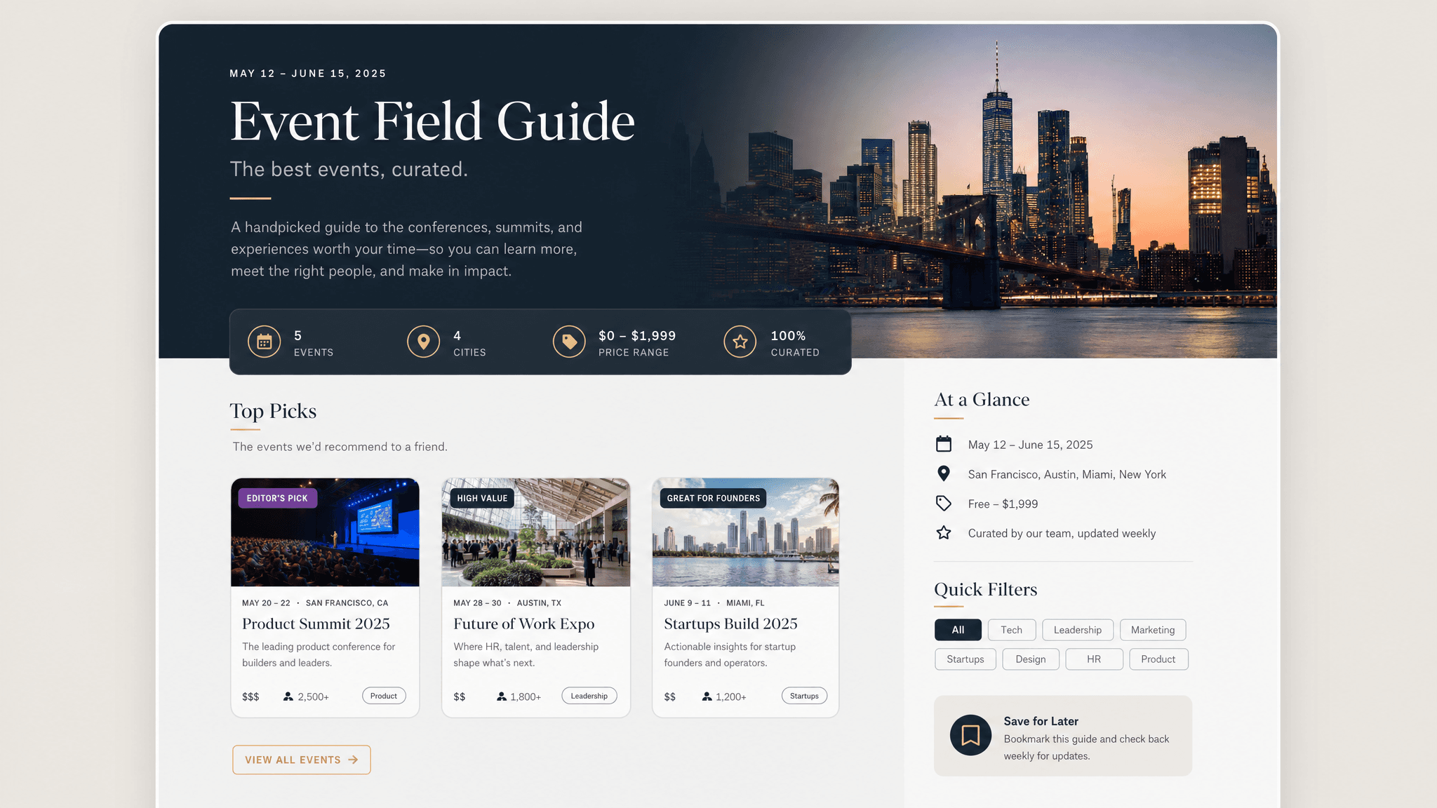 Event field guide template preview