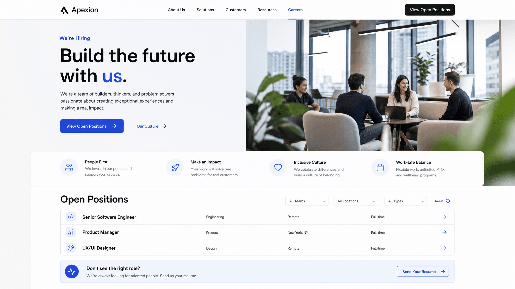 Hiring page template preview