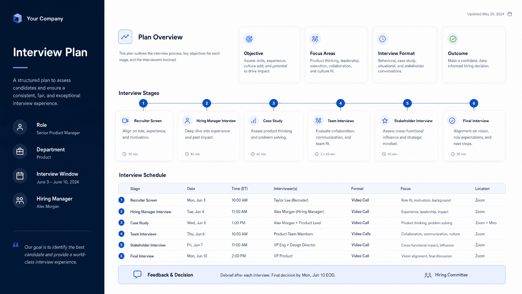 Interview plan template preview