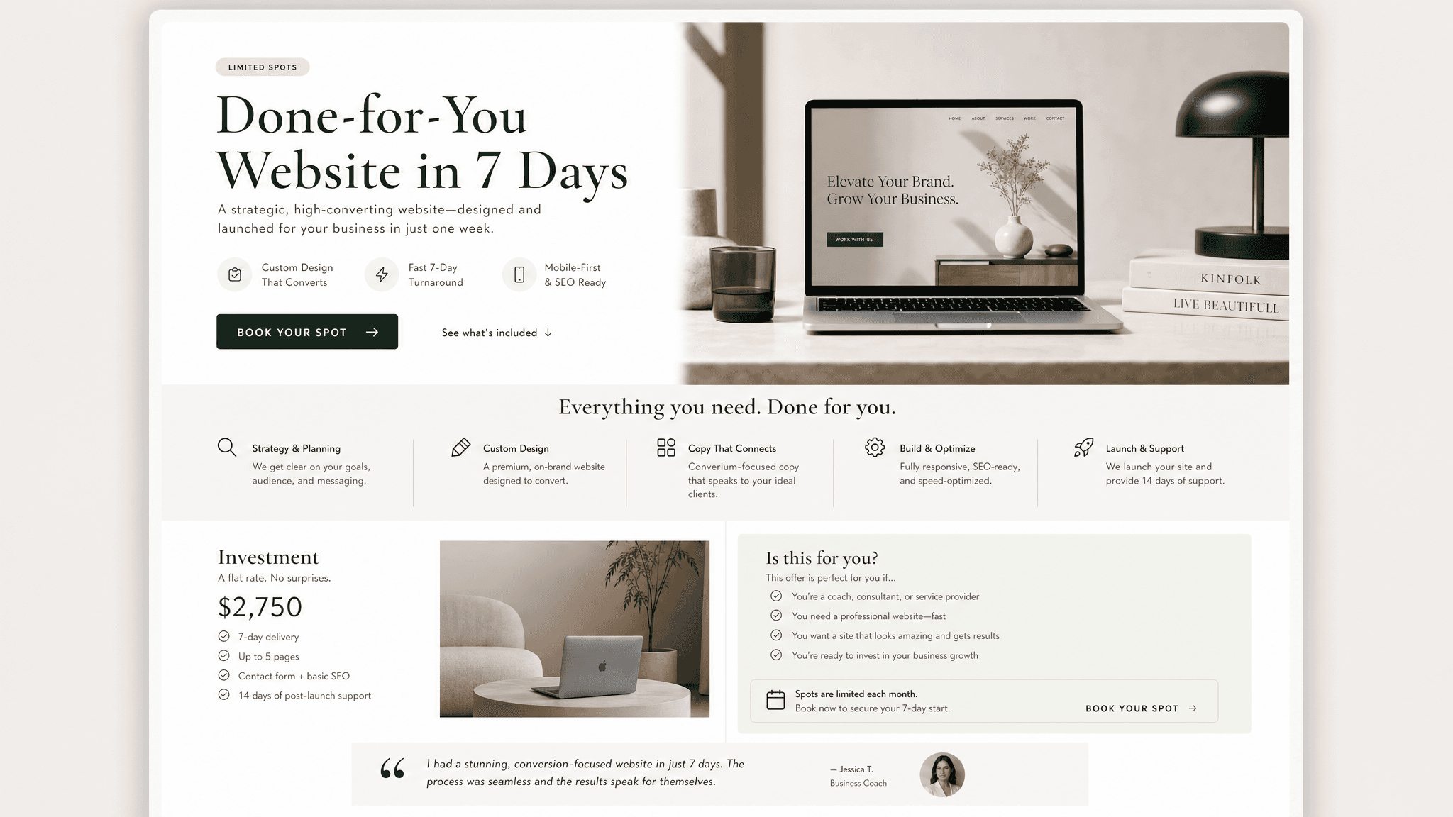 Landing page template preview