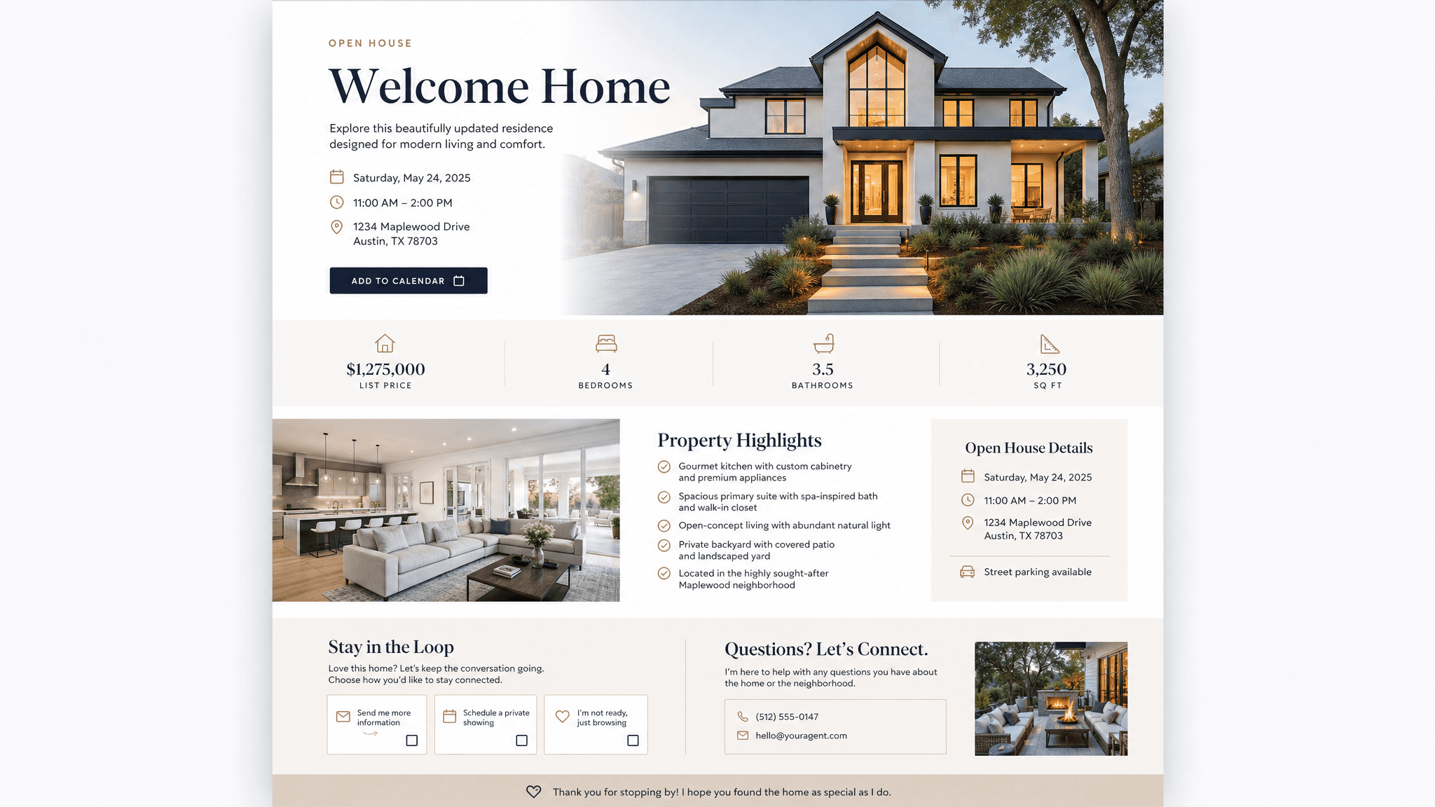 Open house page template preview
