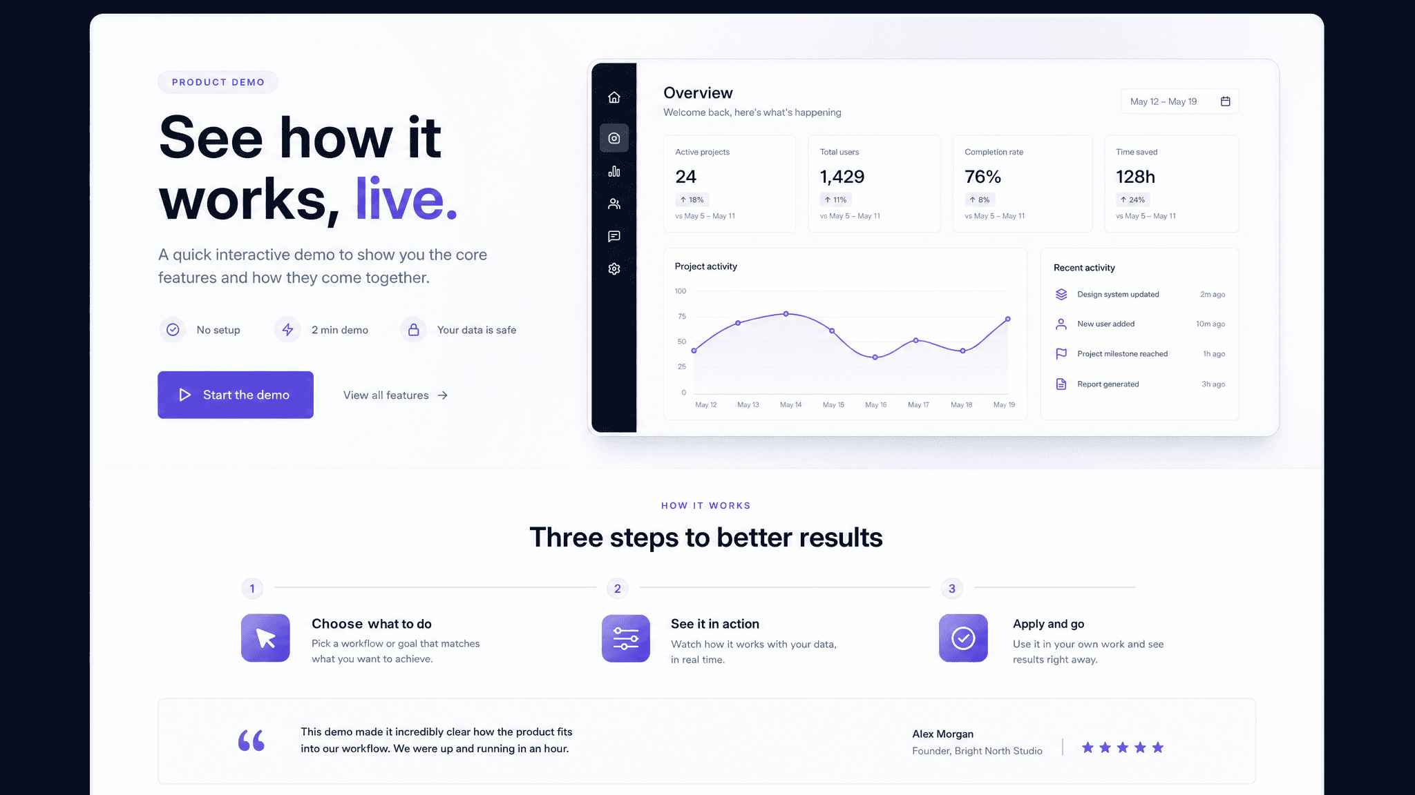 Product demo page template preview