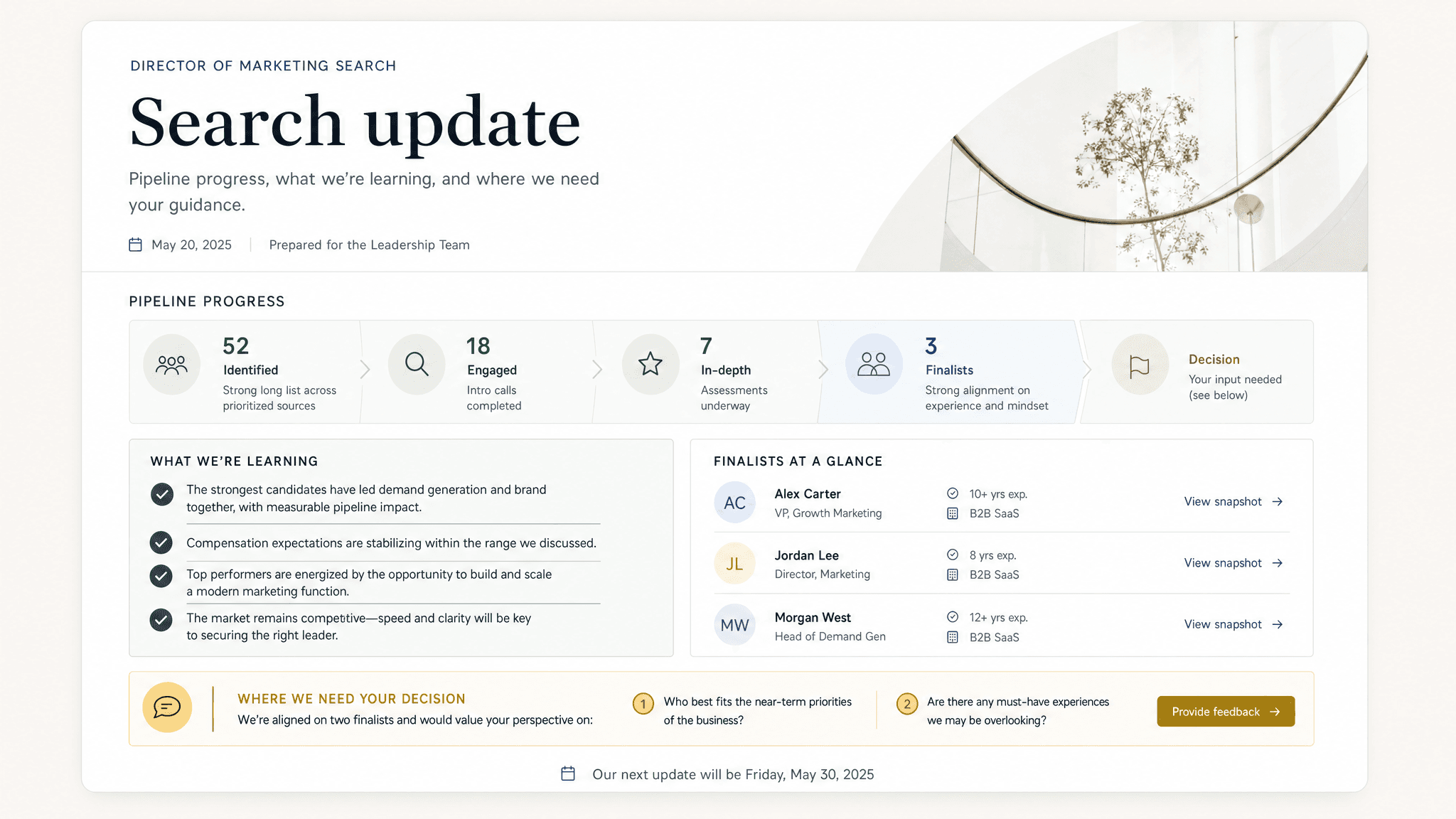 Search update template preview