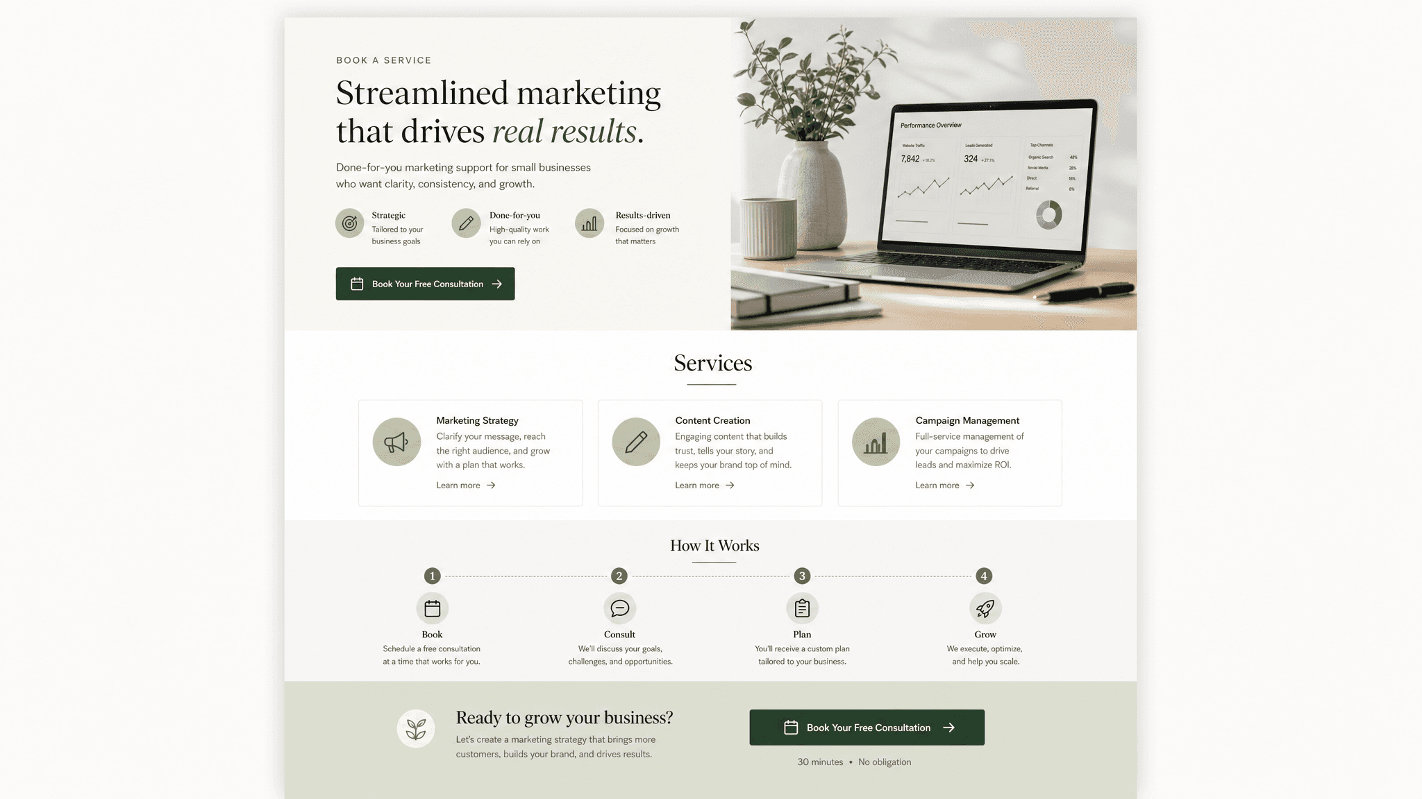 Service page template preview